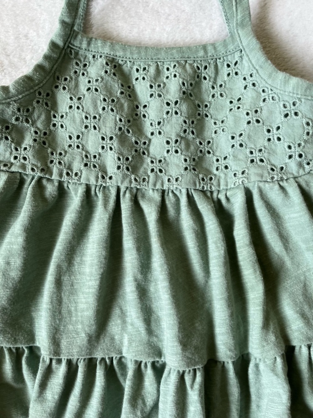 Carter's Sage Green Eyelet Tiered Sundress